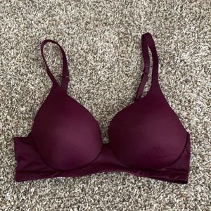 Maroon small soft wireless bra.